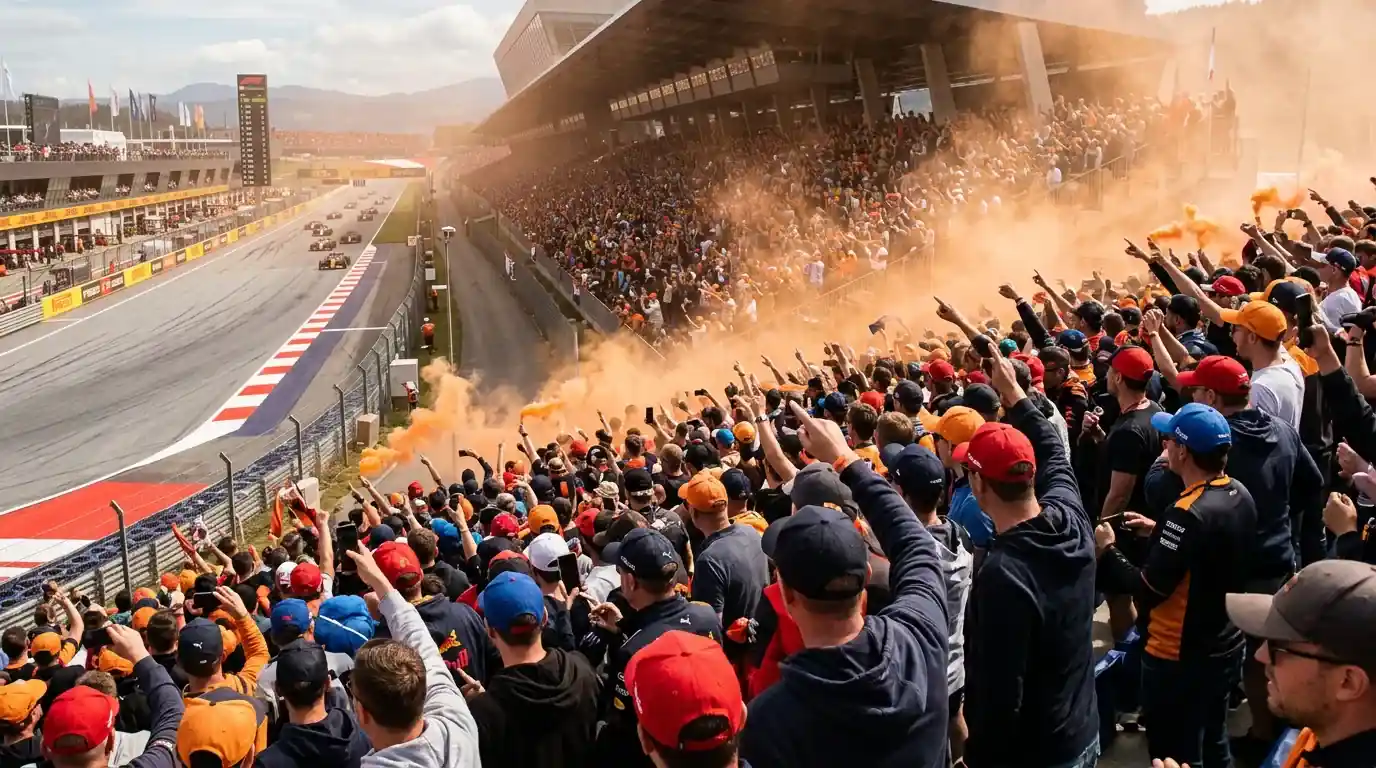 Formule 1 fans op de tribune tijdens een Grand Prix