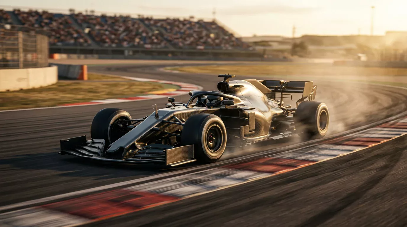Formule 1 auto op het circuit tijdens een Grand Prix